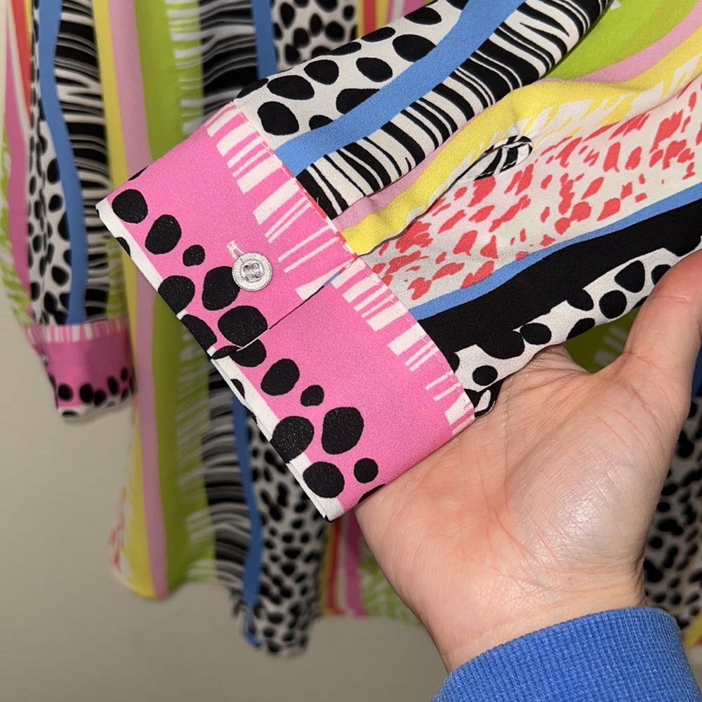 Multi Color Button Down Blouse 2x - image 4